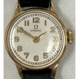 A ladies 9ct gold Omega wristwatch, on a later strap Winds and runs but we do not guarantee this