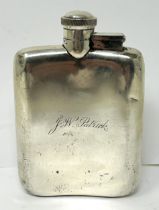 A silver hip flask, Sheffield 1941