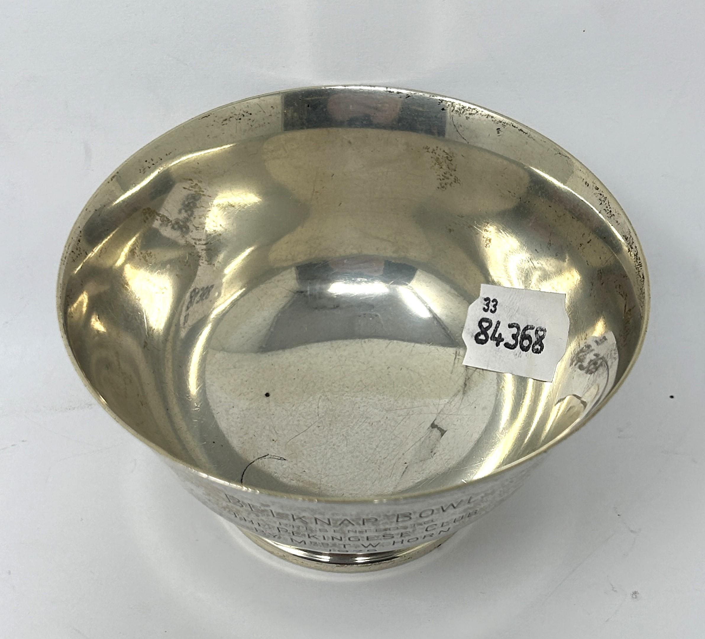 A sterling silver sugar bowl, with a presentation inscription dated 1975 4.1 ozt - Image 3 of 6
