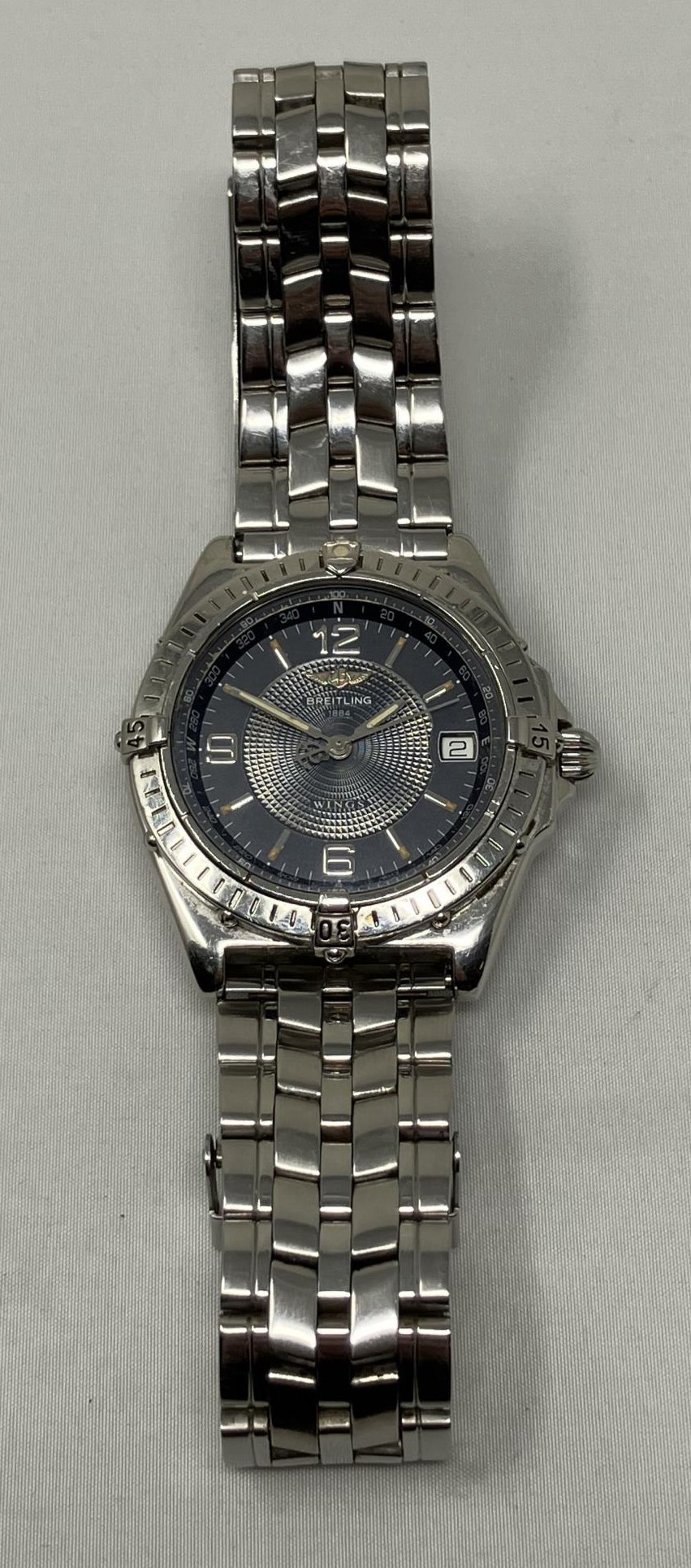 A gentleman's stainless steel Breitling Wings wristwatch watch winds and runs, but we do not - Image 2 of 2