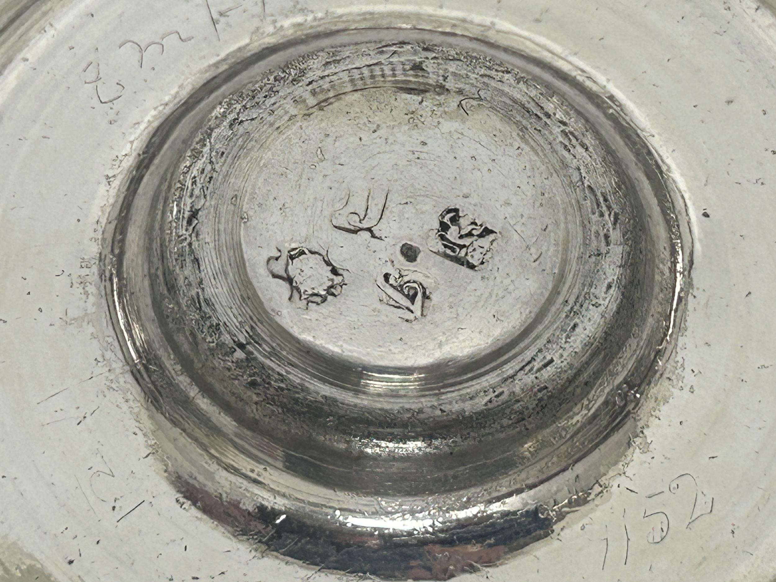 An 18th century silver pedestal bowl, marks rubbed, 6.7 ozt - Image 5 of 5
