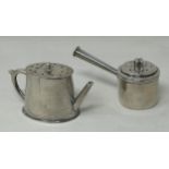 A late Victorian novelty pepper, in the form of a teapot, London 1898, and another, in the form of a