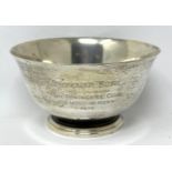 A sterling silver sugar bowl, with a presentation inscription dated 1975 4.1 ozt