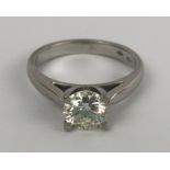 A platinum and diamond solitaire ring, 1.2ct approx., ring size N Diameter of diamond approx. 6.6mm