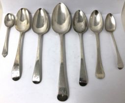 A George III Old English pattern silver spoon, and assorted other spoons, various dates and marks,