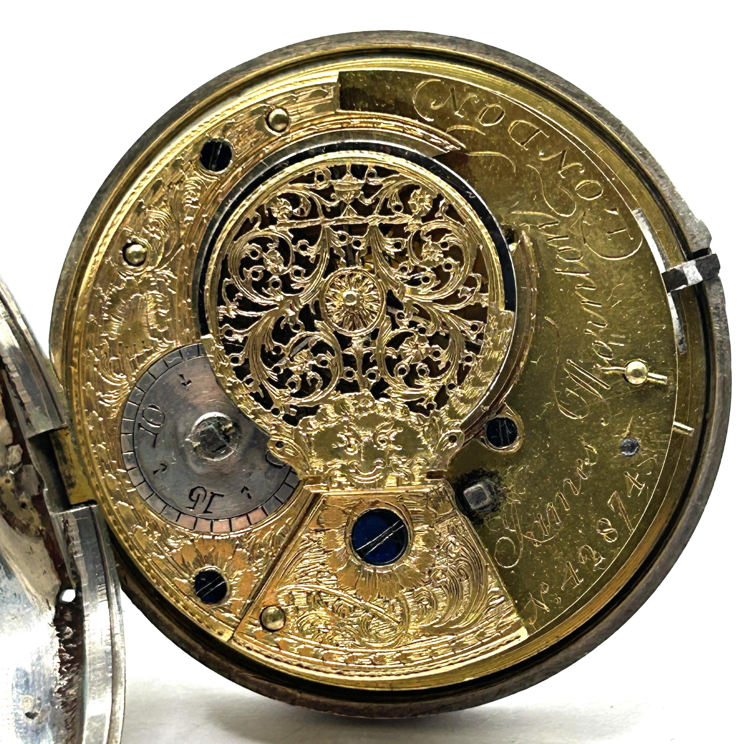 An early 19th century silver pair cased pocket watch, James Thornton, London, No 42874 - Image 5 of 8