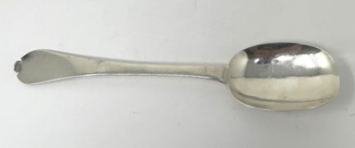 An 18th century silver rat tail trefid spoon, marks rubbed, 1.2 ozt