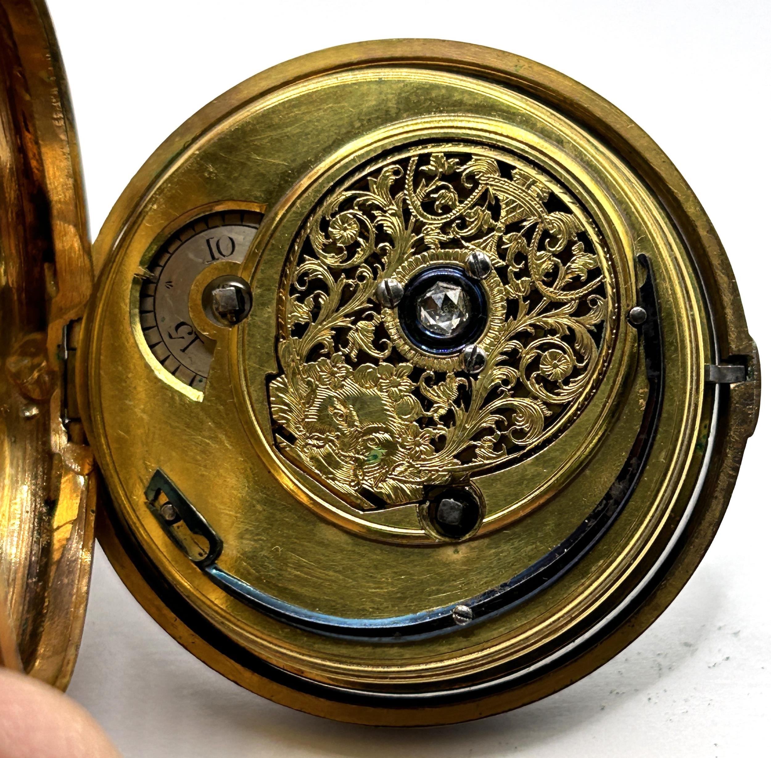 An 18th century pair cased pocket watch, the enamel dial with Roman numerals, the movement signed - Image 5 of 6
