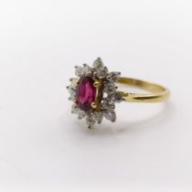 An 18ct gold, ruby and diamond ring, ring size Q