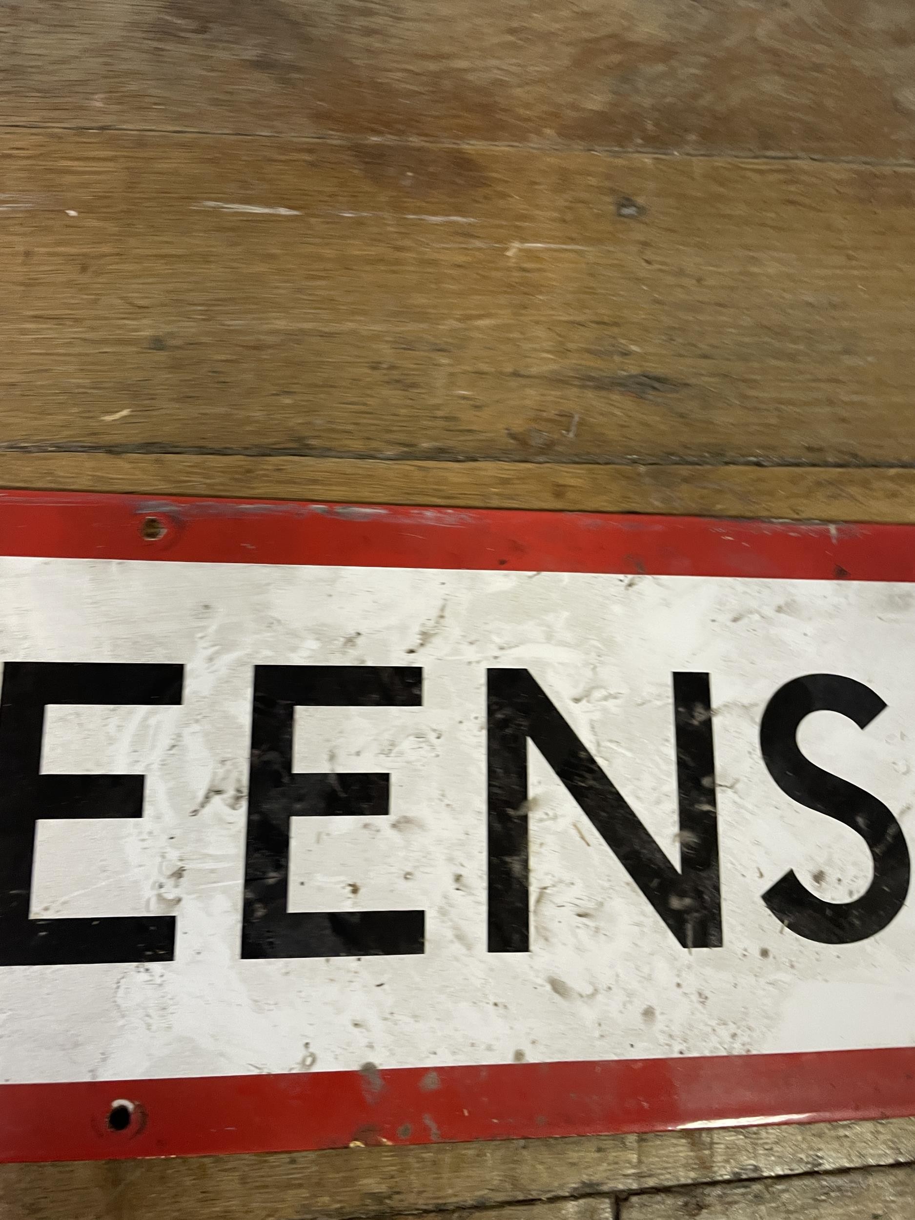 A London Underground enamel sign, Queensway, 23 x 95 cm - Image 4 of 6
