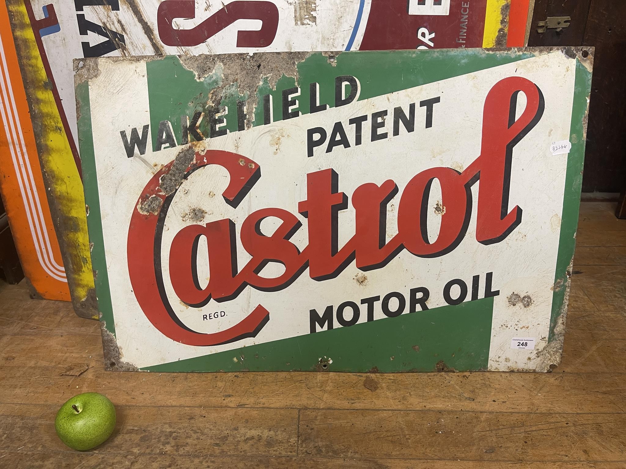 An enamel sign, Wakefield Patent Castrol Motor Oil, 51 x 76 cm Some loss, especially to the top