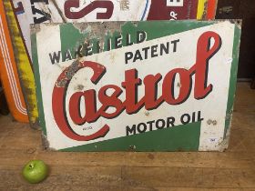 An enamel sign, Wakefield Patent Castrol Motor Oil, 51 x 76 cm Some loss, especially to the top