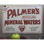 An enamel sign, Palmer's High Class Mineral Waters, 37 x 53.5 cm Acquired by the owner who used to