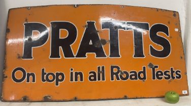 An enamel sign, Pratts On top in all Road Tests, 61.5 x 122 cm Some loss and chips