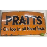 An enamel sign, Pratts On top in all Road Tests, 61.5 x 122 cm Some loss and chips