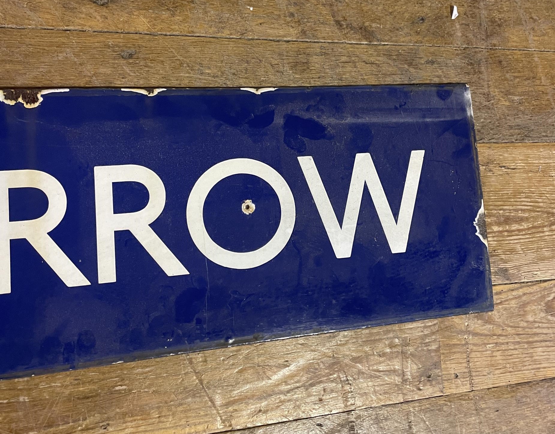 A London Underground enamel sign, North Harrow, 26 x 150 cm - Image 5 of 10