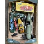 A Tin Lizzy remote control car, a Distler Electro Magic 7500 Porsche 356 model and other cars (