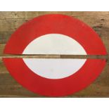 An enamel London Underground halo sign, 100 cm wide lacks named central part