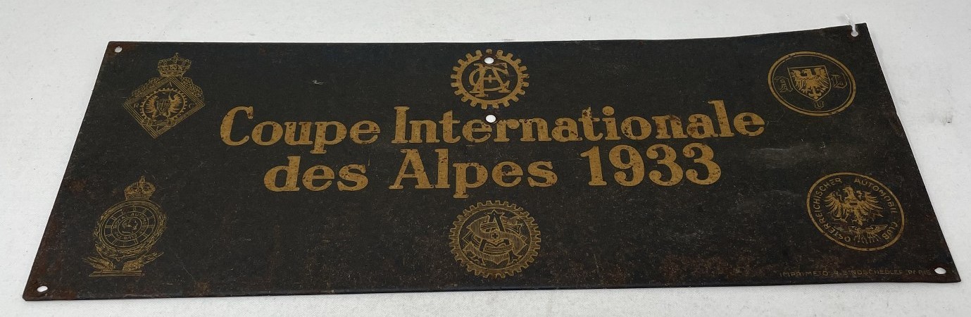 ***Regretfully Withdrawn*** A rare Rally plaque, Coupe Internationale des Alpes 1933, 15 x 40 cm A - Image 2 of 4