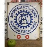 An enamel sign, Automobile-Club de France, 45 x 39 cm Some loss, especially around the fixing point