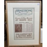 An Armstrong 'The Better Bike' poster, featuring Monsieur J Breau with his riding records, 47.5 x 31