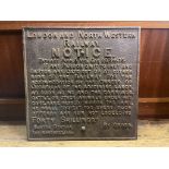 A cast iron sign, London and North Western Railway Notice, noted Euston Station 1st November,