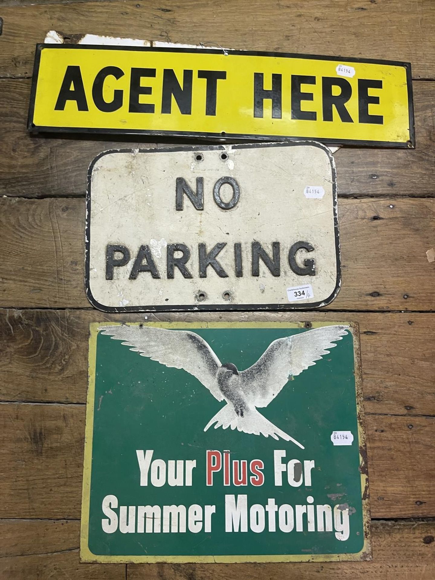 An enamel double sided finger sign, RAC Caravan Site, 16.5 x 56 cm, and aluminium No Parking sign, - Image 2 of 2