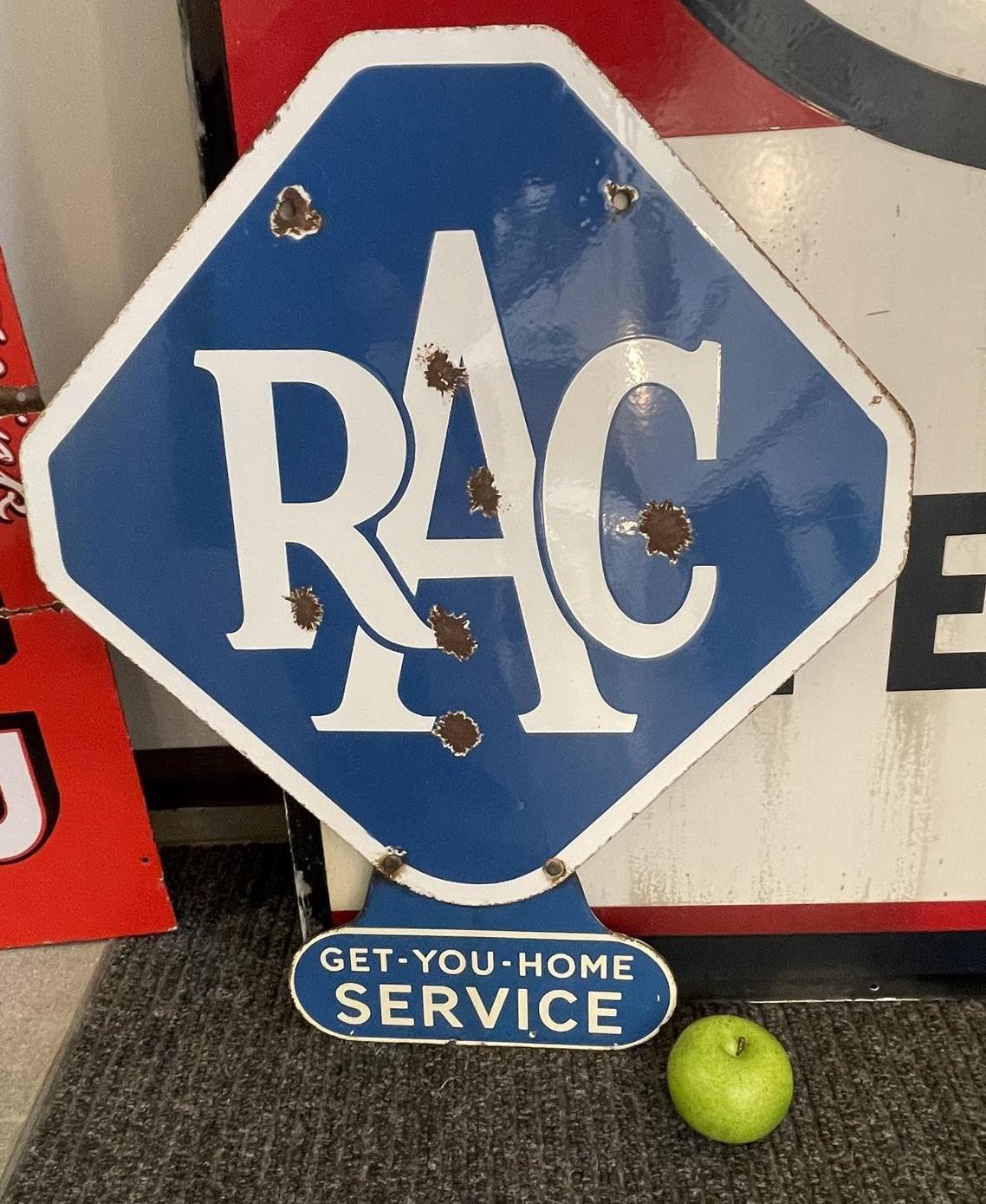 A double sided enamel sign, RAC Get-You-Home Service, 66.5 x 56 cm Slight loss and damage - Bild 2 aus 2