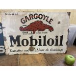 A French enamel double sided flanged sign, Gargoyle Mobiloil, 40 x 60 cm some loss/damage