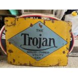 An enamel sign, The Trojan Solid-Tyred Utility Car, 55 x 75 cm A hole above The and with general