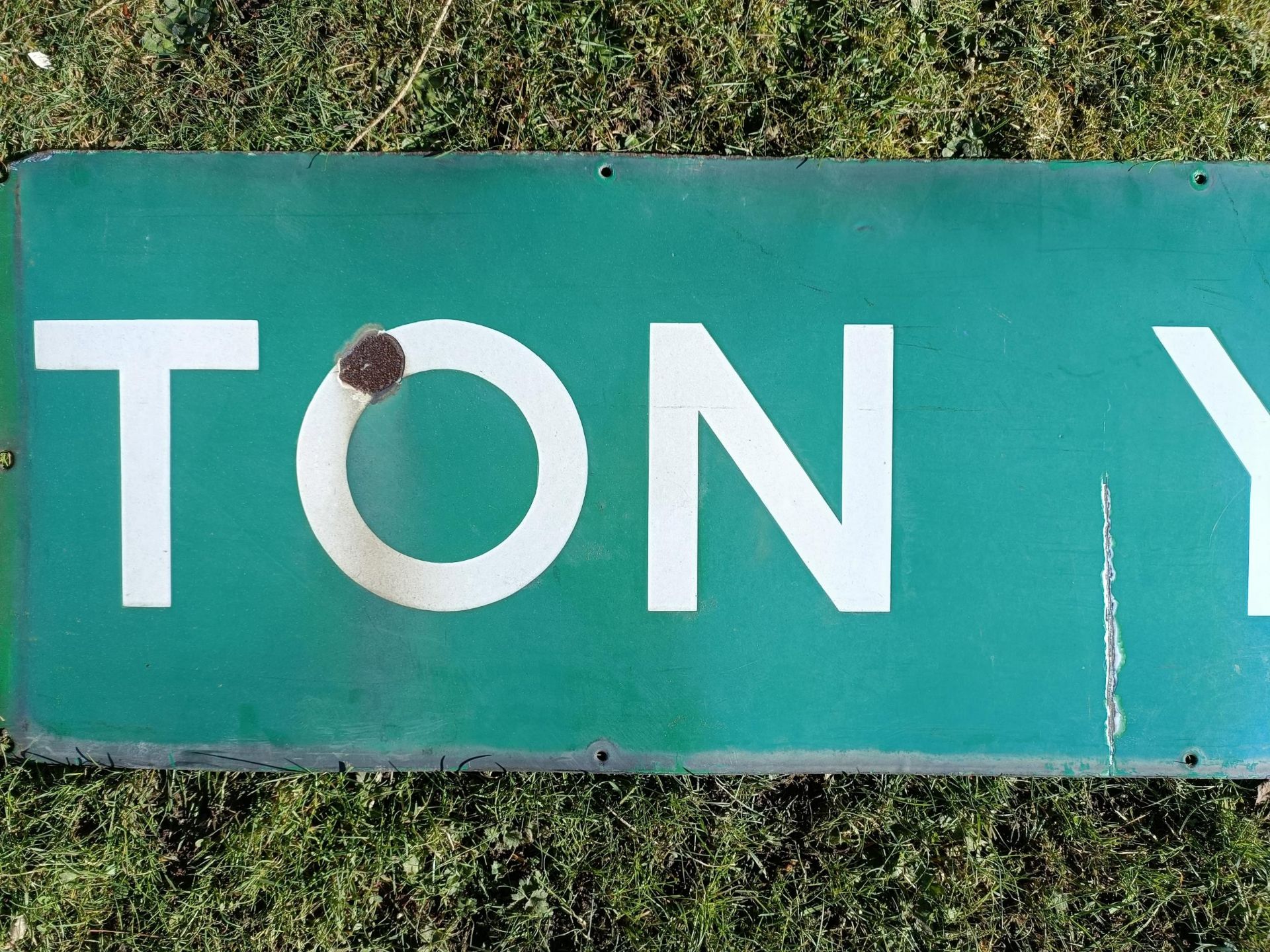 A Southampton Yard British Railways (Southern Region) green enamel station sign, in two pieces, - Image 6 of 14