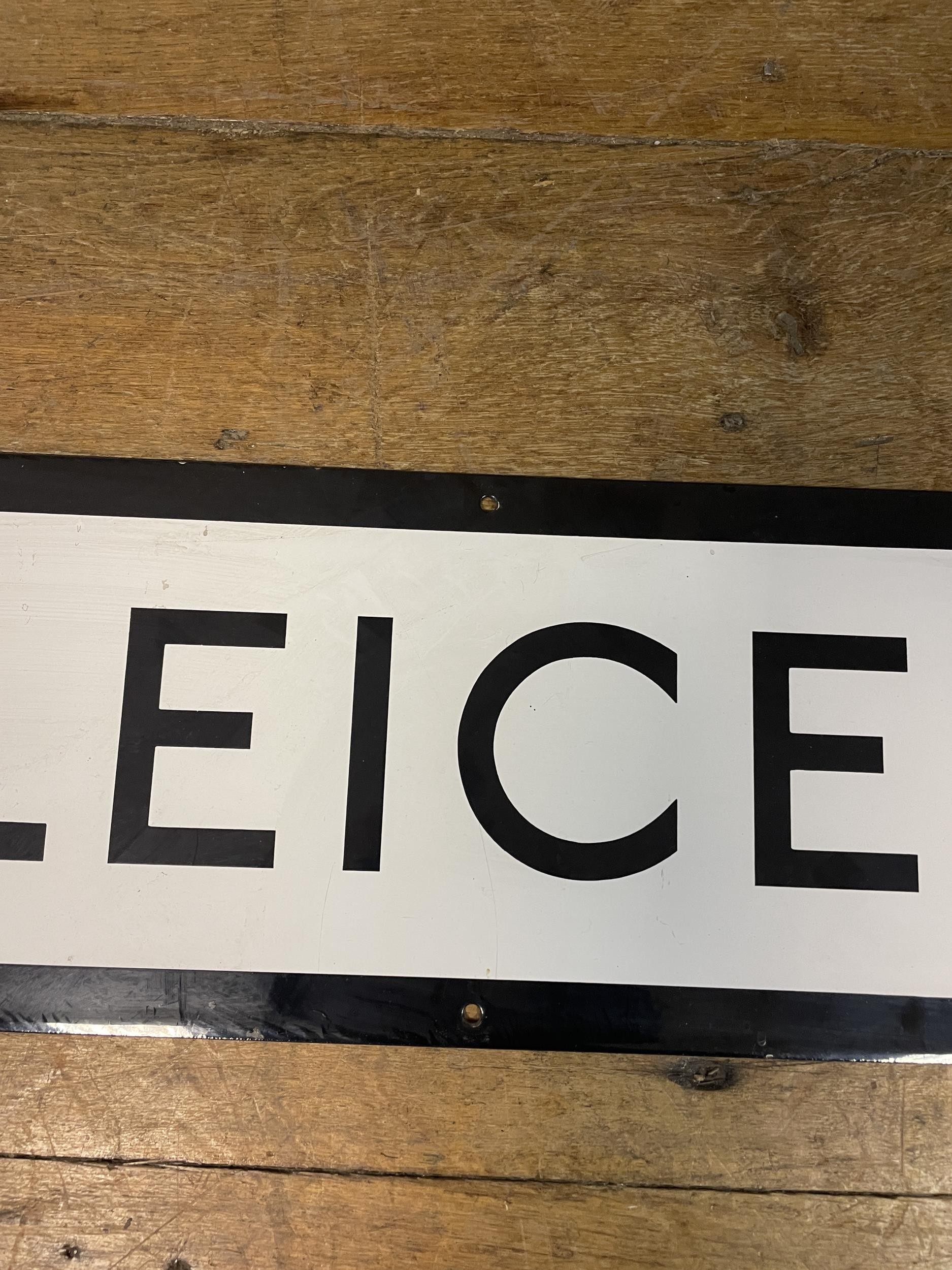 A London Underground enamel sign, Leicester Square, 23 x 170 cm - Image 4 of 12