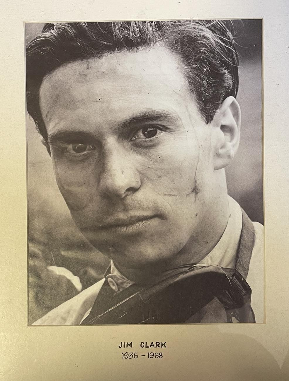 A group of assorted monochrome photographs of racing cars and drivers, including Jim Clark (13)