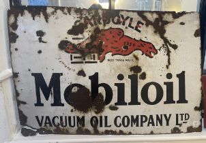 An enamel sign, Gargoyle Mobiloil Vacuum Oil Co Ltd, some loss and corrosion, 77 x 155 cm