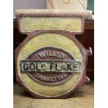 An aluminium double sided wall hanging sign, Wills's Gold Flake Cigarettes, 54 x 47 cm Has been