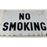 An enamel sign, No Smoking, 25.5 x 40.5 cm A little damage, mostly to the edges