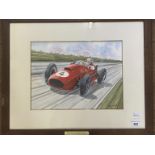 Steven Massey, Von Trips (Ferrari Dino), gouache, signed, 25 x 33 cm