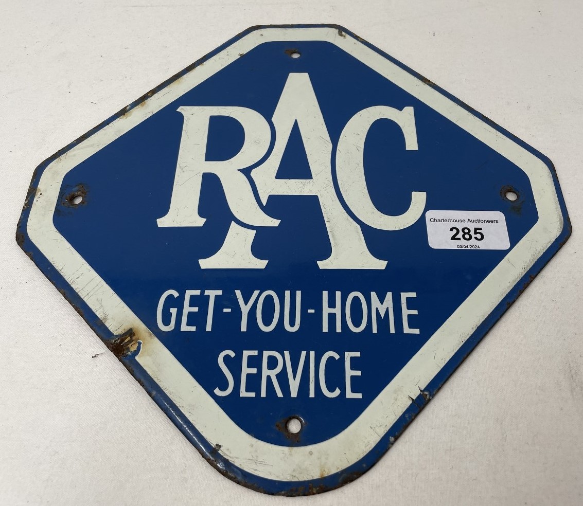 A small enamel sign, RAC Get-You-Home Service, 26.5 x 26.5 cm A few chips - Image 2 of 4