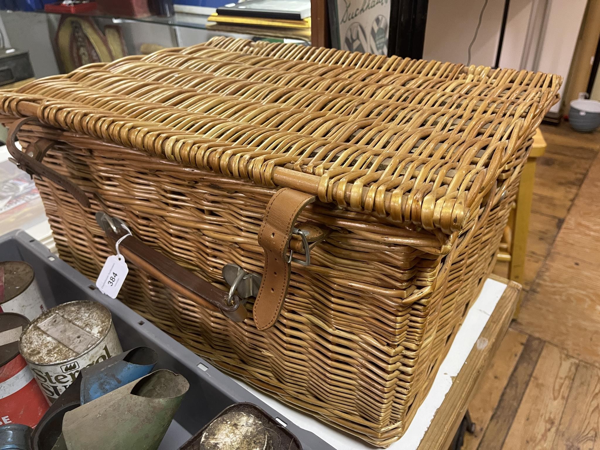 An official Rolls-Royce issue willow picnic hamper, by Gadsby & Co, for four persons, with - Image 2 of 4