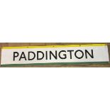 A London Underground enamel sign, Paddington, 23 x 127 cm