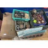 An autojumblers lot, including gasket sets, a vintage skuttle fuel tank, various voltage regulators,