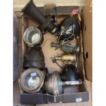 Assorted motorcyle and other headlamps (box)