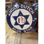 An enamel sign, Anglo-Dutch Blue Star 1' 1 1/2, 61 cm diameter Some loss, especially around the