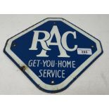 A small enamel sign, RAC Get-You-Home Service, 26.5 x 26.5 cm A few chips