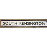 A London Underground enamel sign, South Kensington, 24 x 175 cm