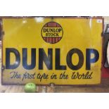 An enamel sign, Dunlop Stock Dunlop The First Tyre in the World, 51 x 76 cm Slight loss and damage