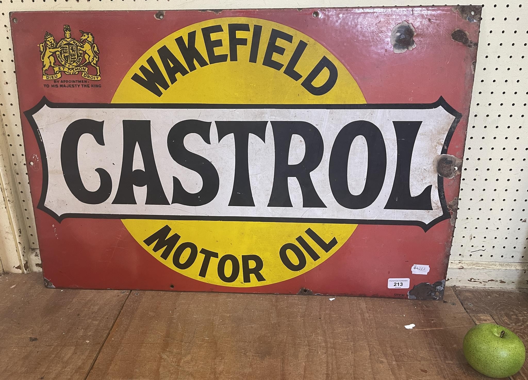 An enamel sign, Castrol Wakefield Motor Oil, 50.5 x 76 cm A little faded, some chips and knocks