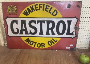 An enamel sign, Castrol Wakefield Motor Oil, 50.5 x 76 cm A little faded, some chips and knocks