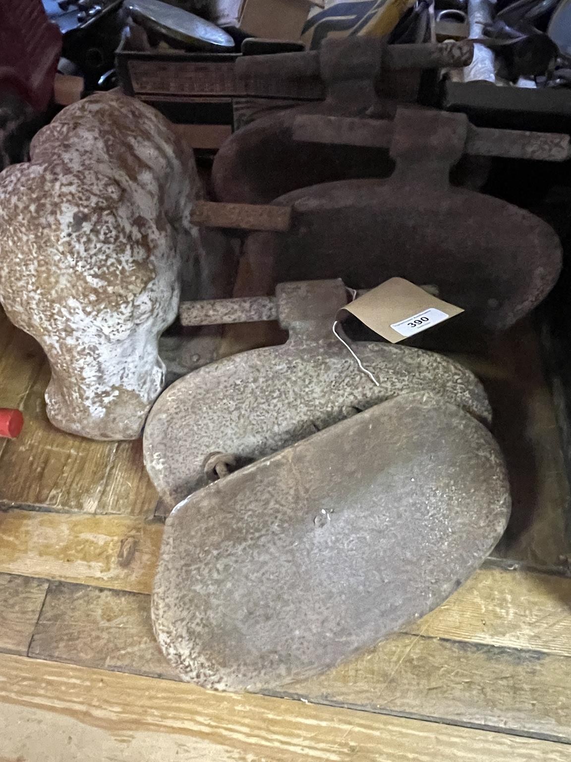 The remains of a cast metal child's playground rocking/bucking horse, possibly Wicksteed, comprising - Image 2 of 2