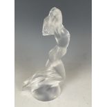 A Lalique frosted glass Vitesse mascot paperweight, in original Lalique box, signed to base with